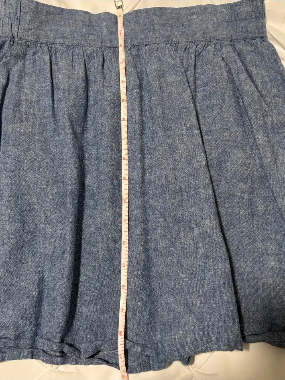 LOFT Outlet Blue Chambray Denim Pleated Pull-On Skirt, Women’s Size S